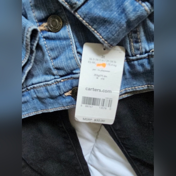 Kids 3t Bundle Nwt Denim Jacket with Black Denim Pants Set Lazer Carters 2pc Set - Picture 3 of 7